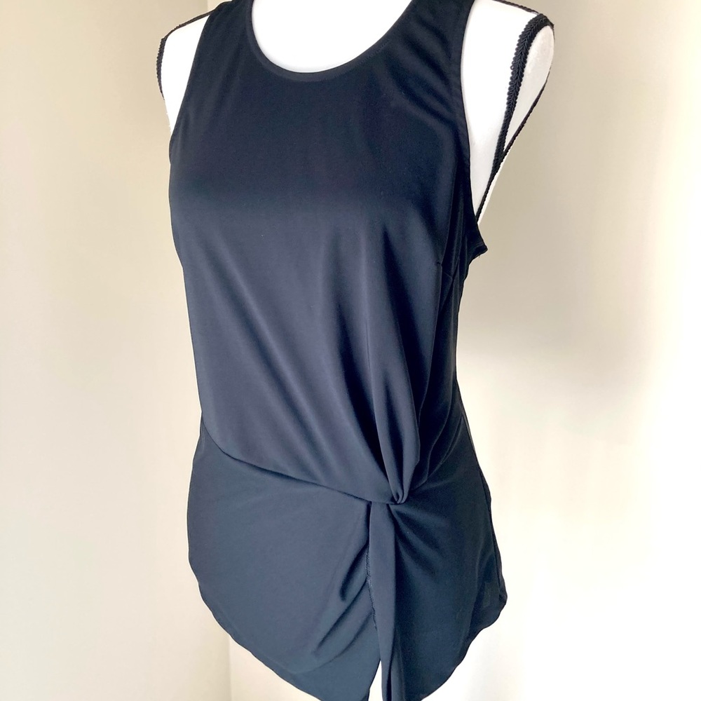 Banana Republic Black Sleeveless Side Twist Top L